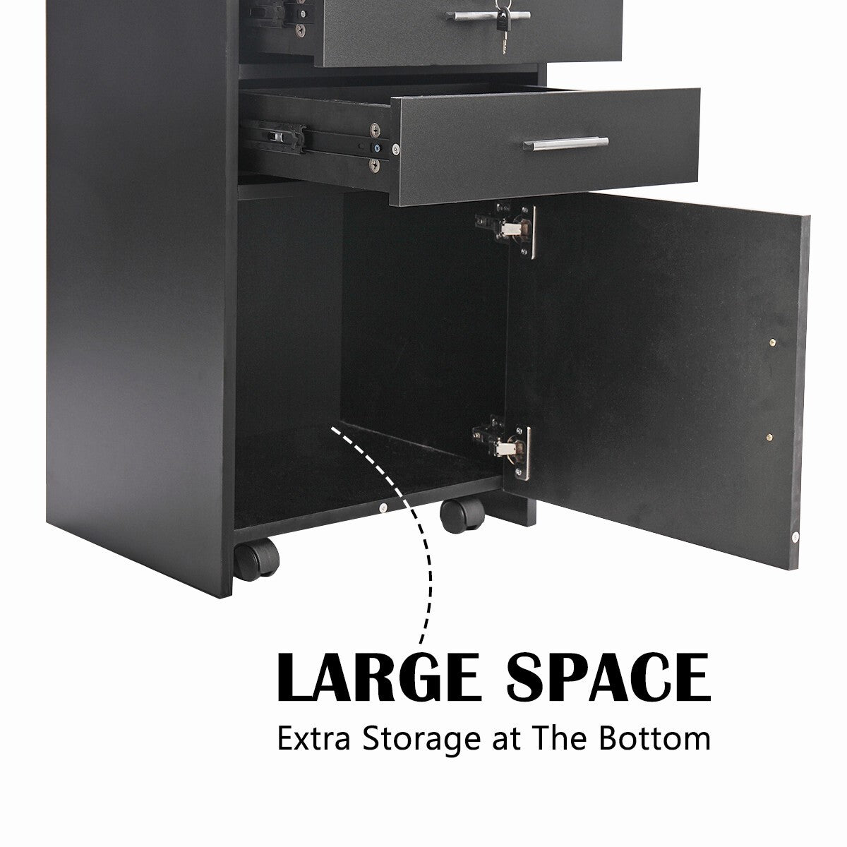 Salon Trolley Cabinet with Drawers & Hair Dryer Holders - Rolling Salon Station