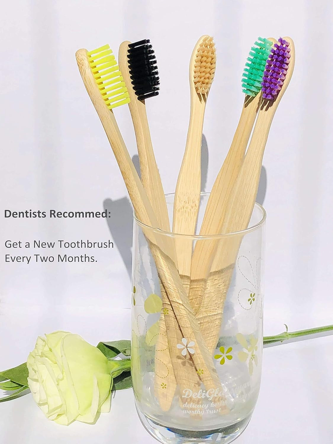 Bamboo Toothbrushes 10 Pack - Eco-Friendly, Biodegradable, Medium Soft Bristles