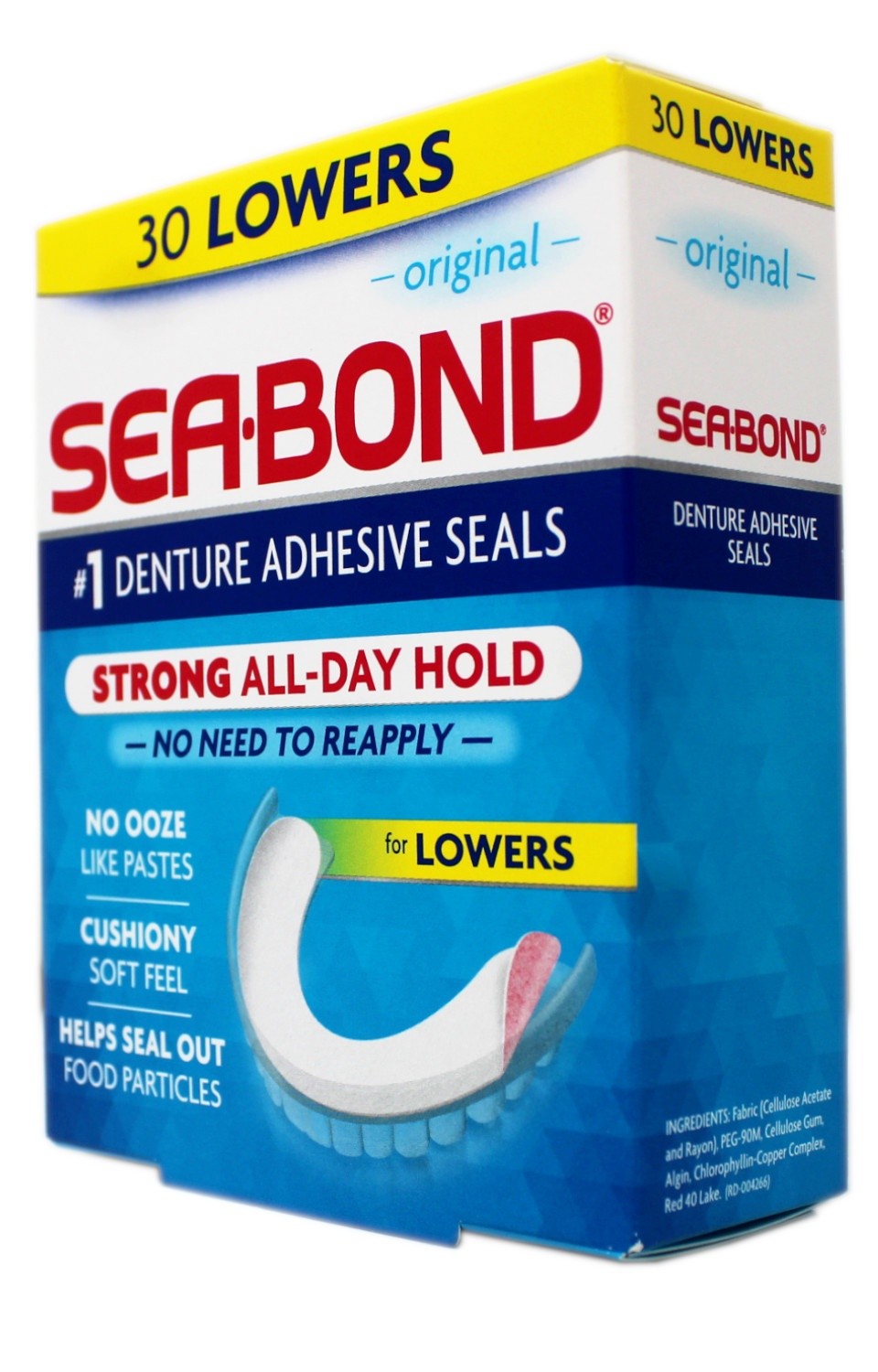 Denture Adhesive Seals for Lower Dentures - 30 Count, Zinc-Free, All-Day Hold