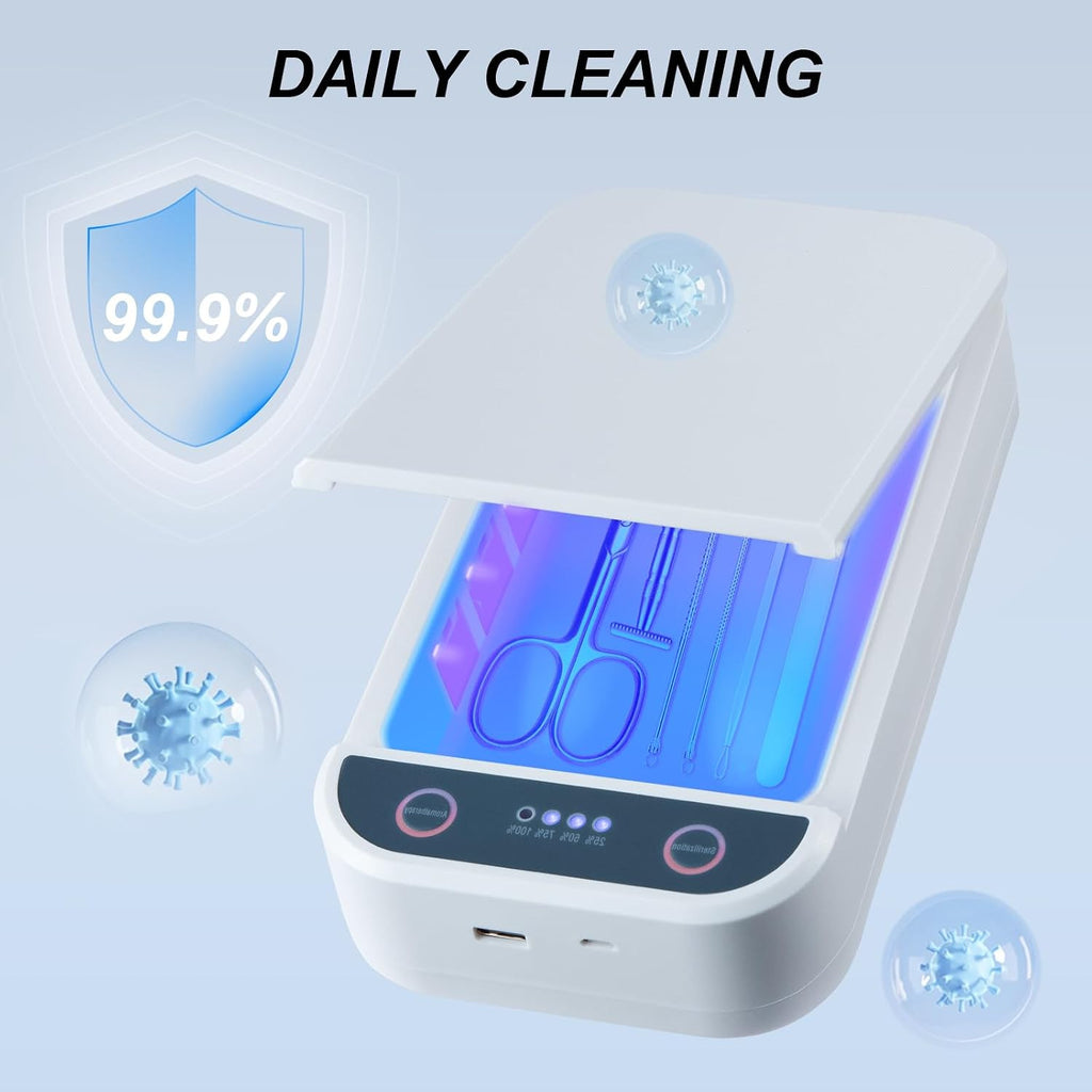 Portable UV Nail Tool Sterilizer Box with USB, Jewelry & Phone Sanitizer