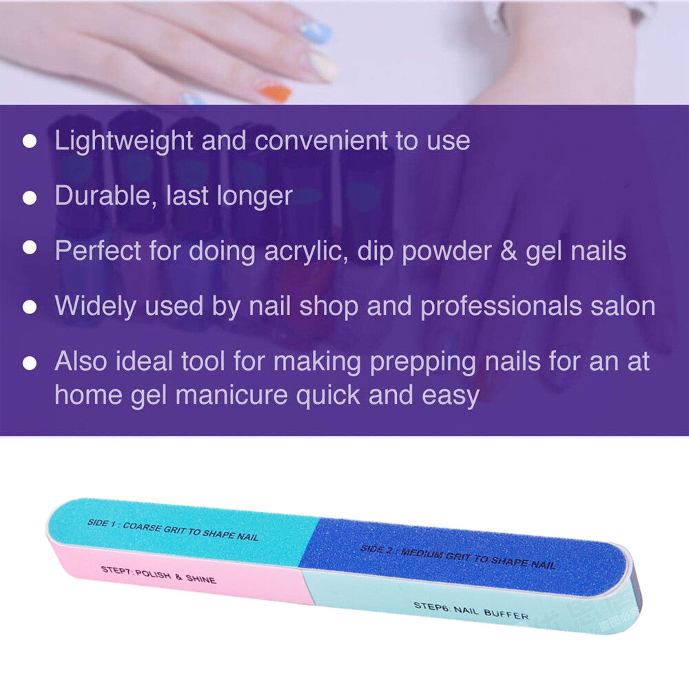 7-Sided Nail File Buffer Emery Boards for Manicure & Pedicure - Pack of 1, 5, or 10