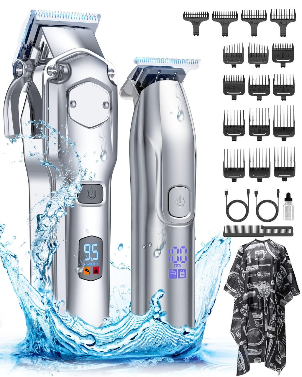 Cordless Hair Clippers & Trimmers Set for Men – Professional Grooming Kit with Adjustable Fading & Blending