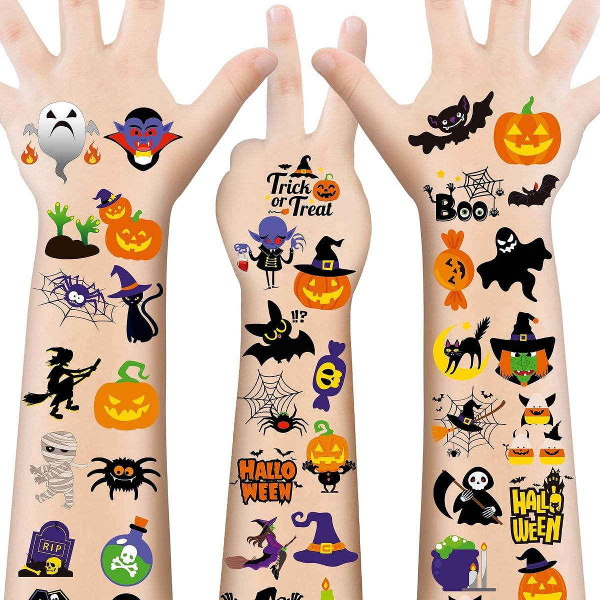 150 Cute Halloween Temporary Tattoos for Kids – Waterproof Fun for Trick or Treat
