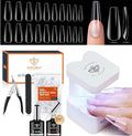 Gel Nail Kit with Long Coffin Tips & 9-in-1 Nail Glue - Home Salon DIY