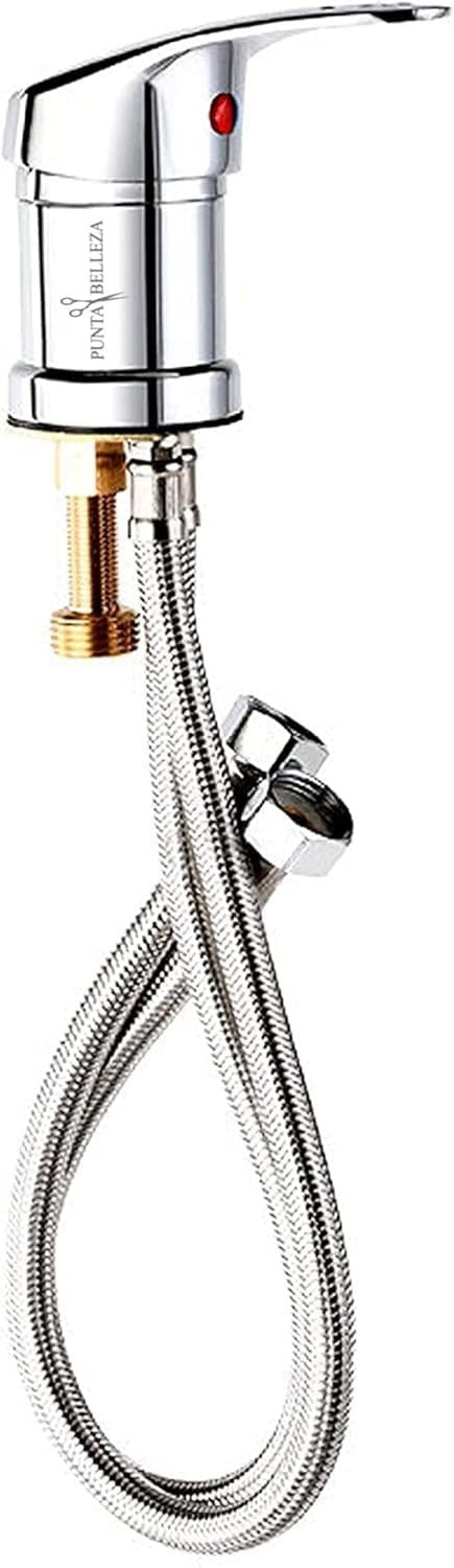 Chrome Salon Shampoo Bowl Faucet with 31.49-Inch Hose Hot & Cold Water