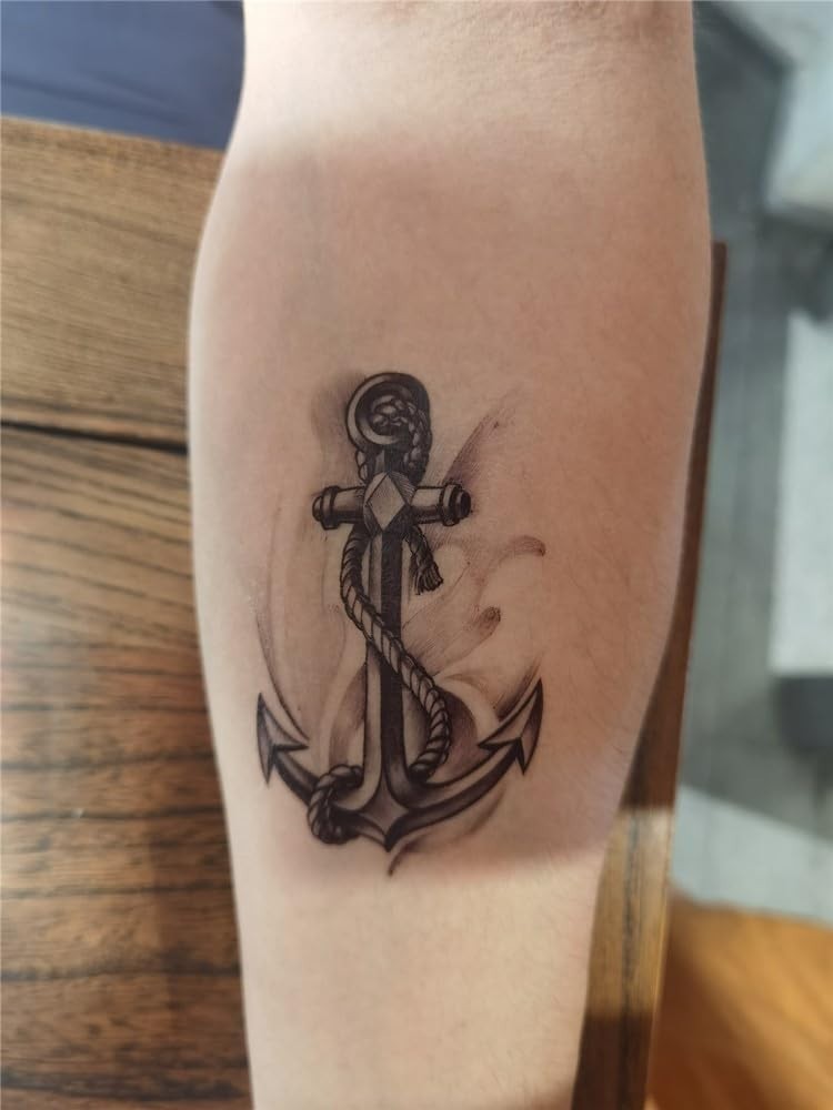 Waterproof Temporary Tattoo Stickers Set of 5 Grey Anchor Ship SF4369