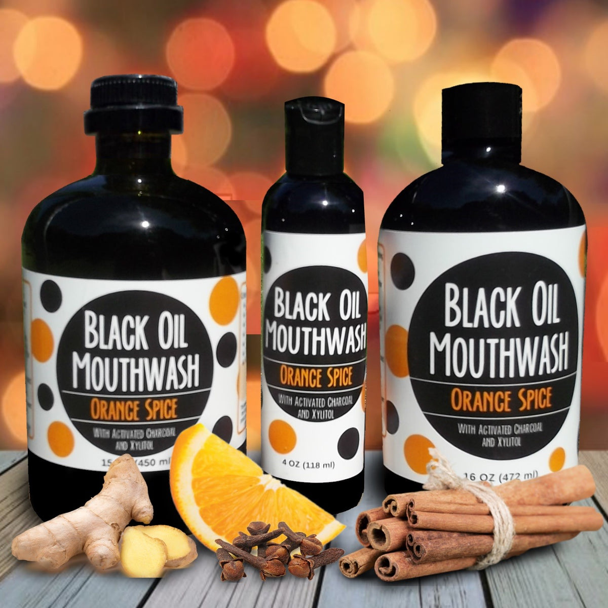 Black Oil Mouthwash with Charcoal & Xylitol - Natural Oil Pulling & Oral Care, 16 oz