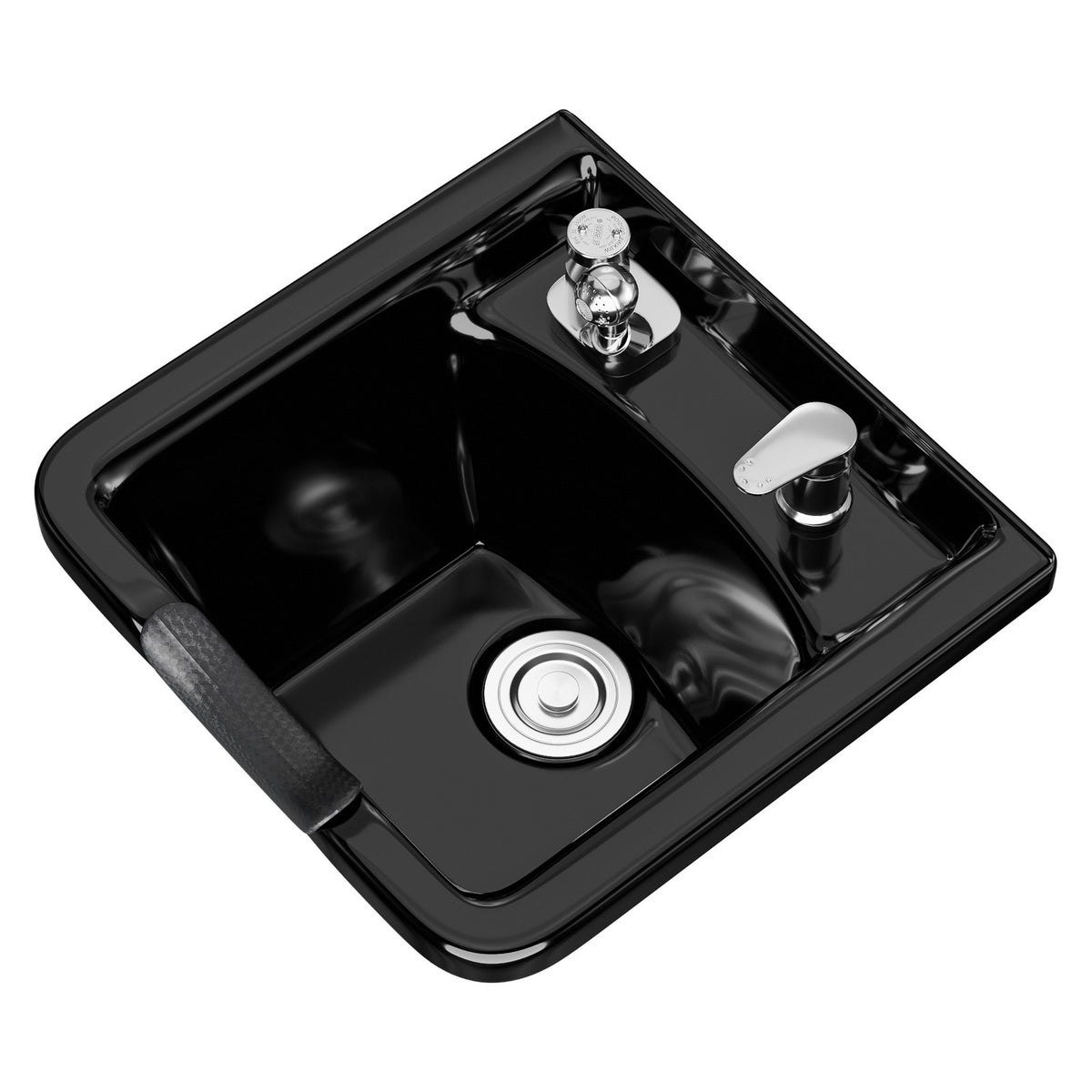 Salon Shampoo Sink Bowl with Gel Neck Rest & Vacuum Breaker - Black
