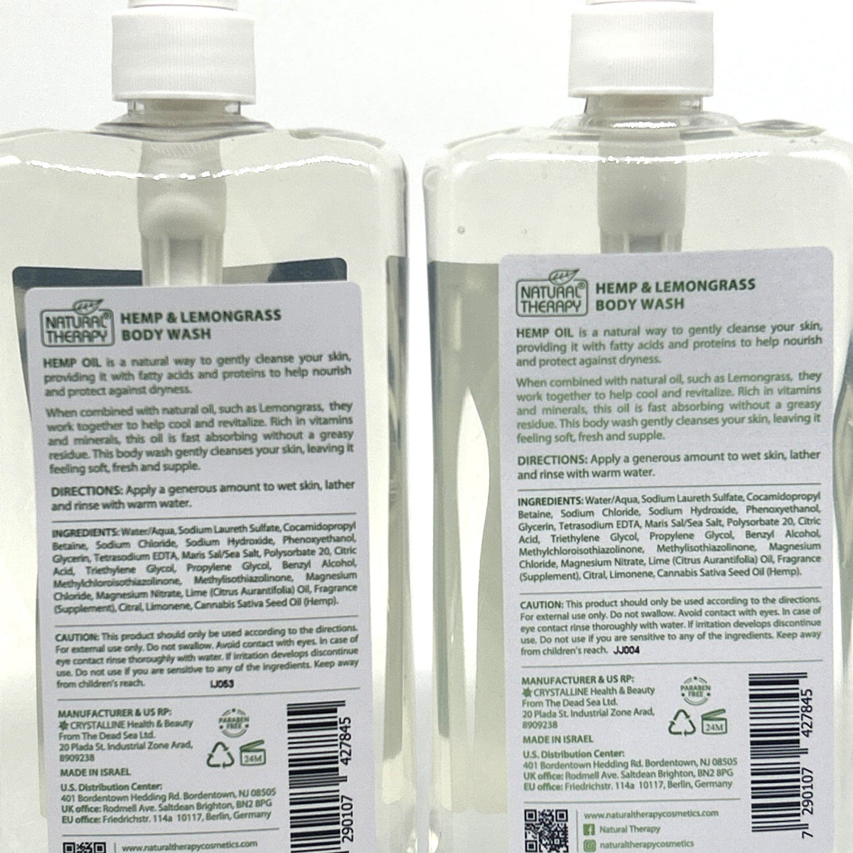 Natural Therapy Hemp Lemongrass Hydrating Body Wash 2-Pack - Deep Moisturizing
