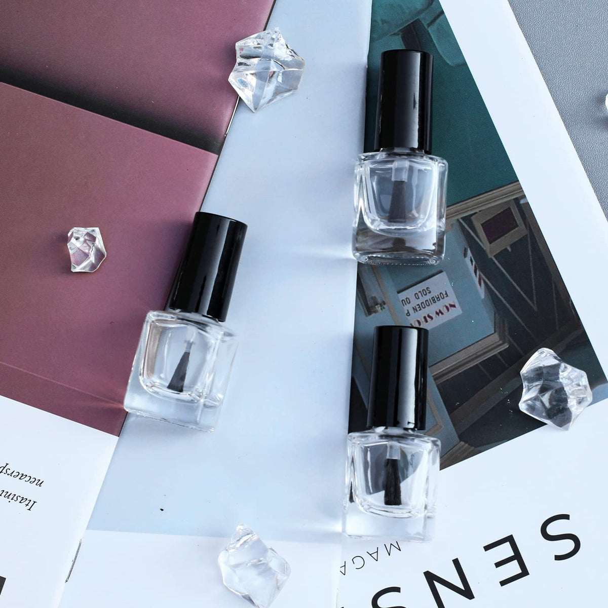 6PCS Reusable Glass Nail Polish Bottles with Funnels - 5ML Travel Set