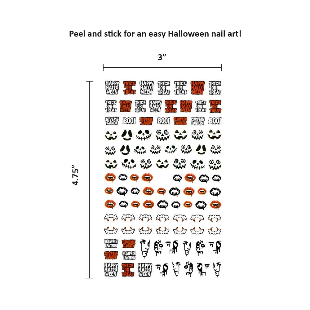 Halloween Nail Stickers Decals - Over 650 Fun Spooky Designs for Manicure Decoration