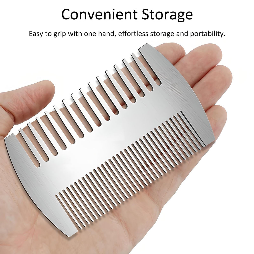 Credit Card-Sized Stainless Steel Comb - Anti-Static Travel Grooming Tool