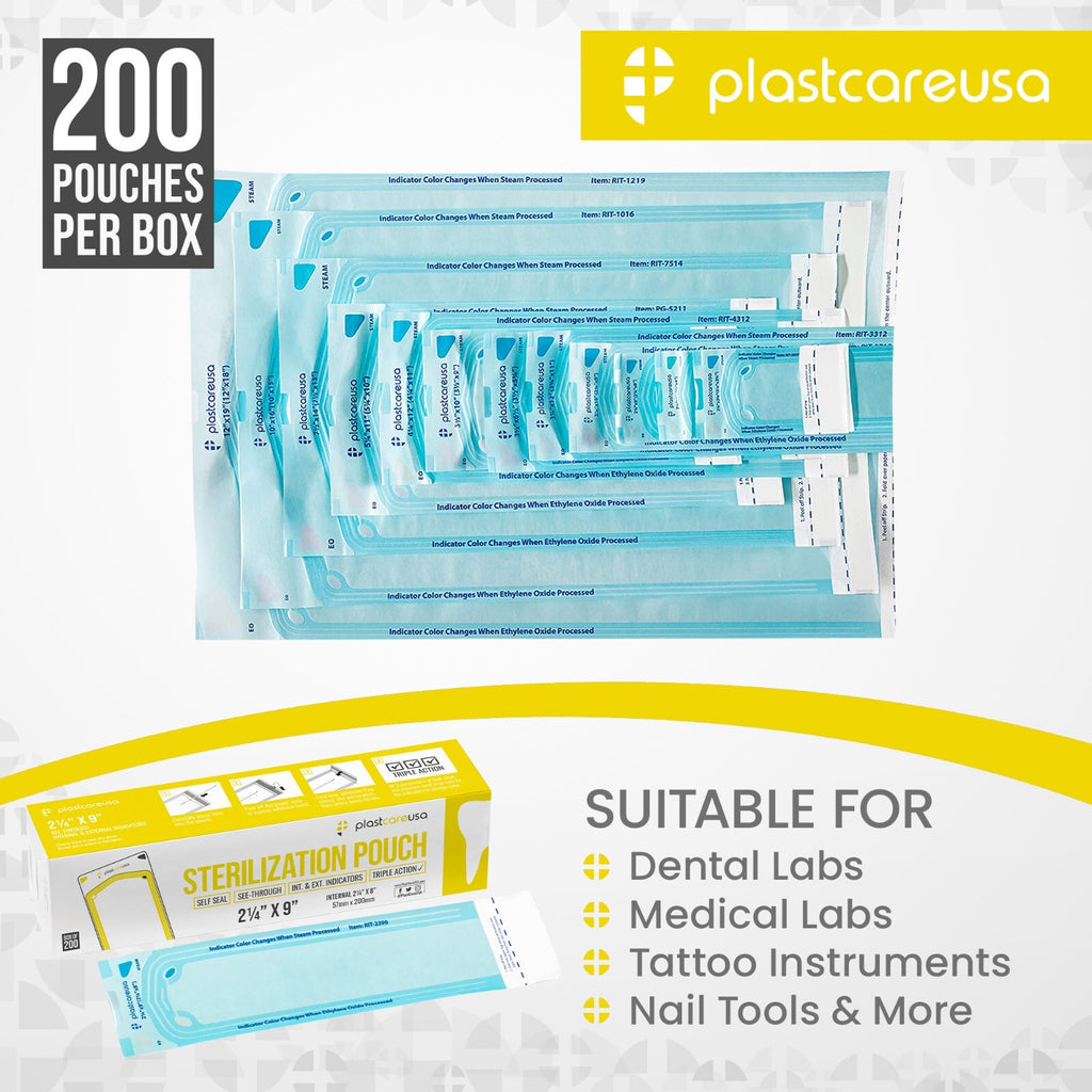 Dental Autoclave Sterilization Bags 2.25 x 9 inches – 200 Sterile Pouches