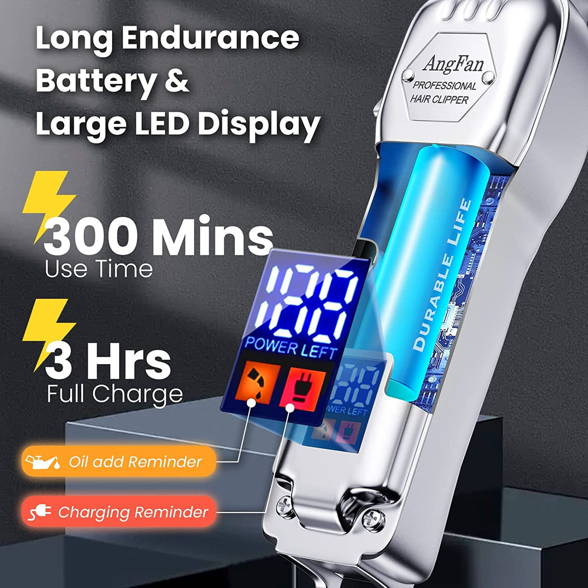 Professional Wireless Hair Clipper Kit for Men with Adjustable Blade and LED Display