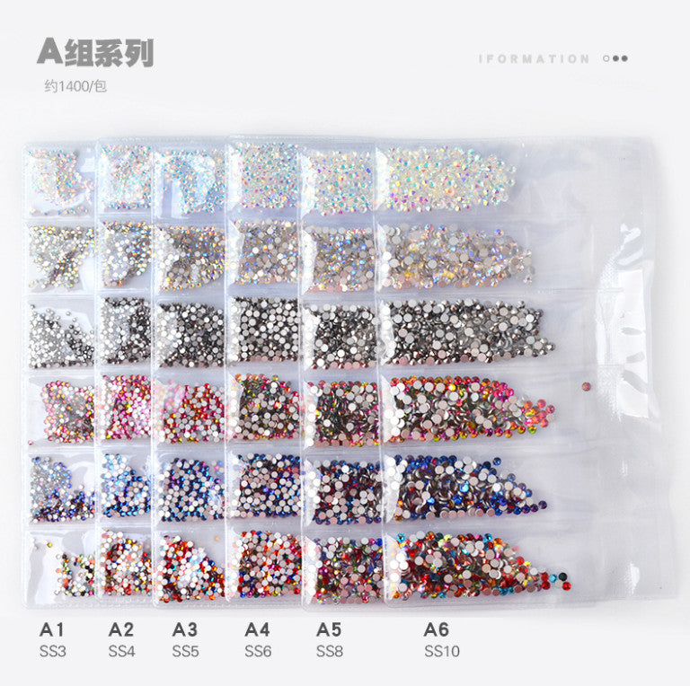 1400Pcs Nail Art Rhinestones Flat Back Crystals for Nails & Crafts