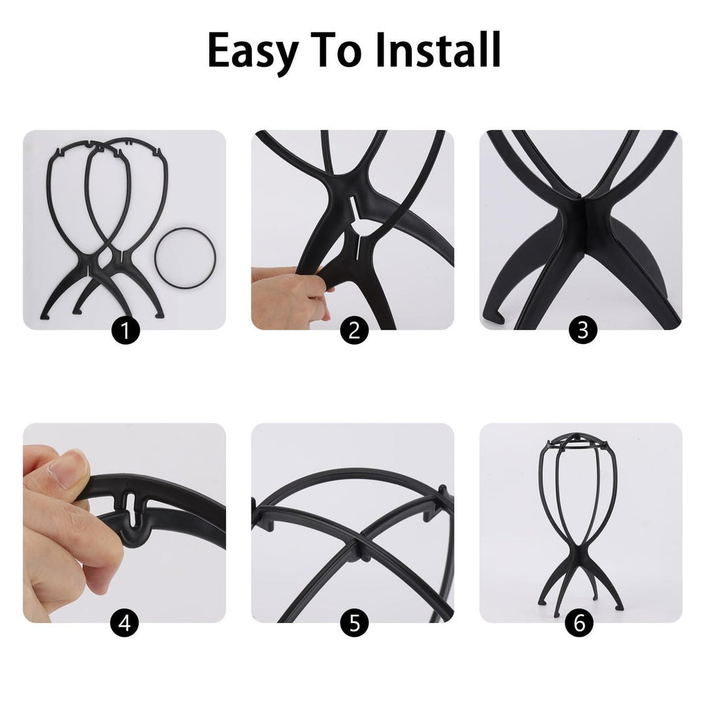 9 Pack Portable Wig Stands Collapsible Hair Wig Holders for Travel & Salon
