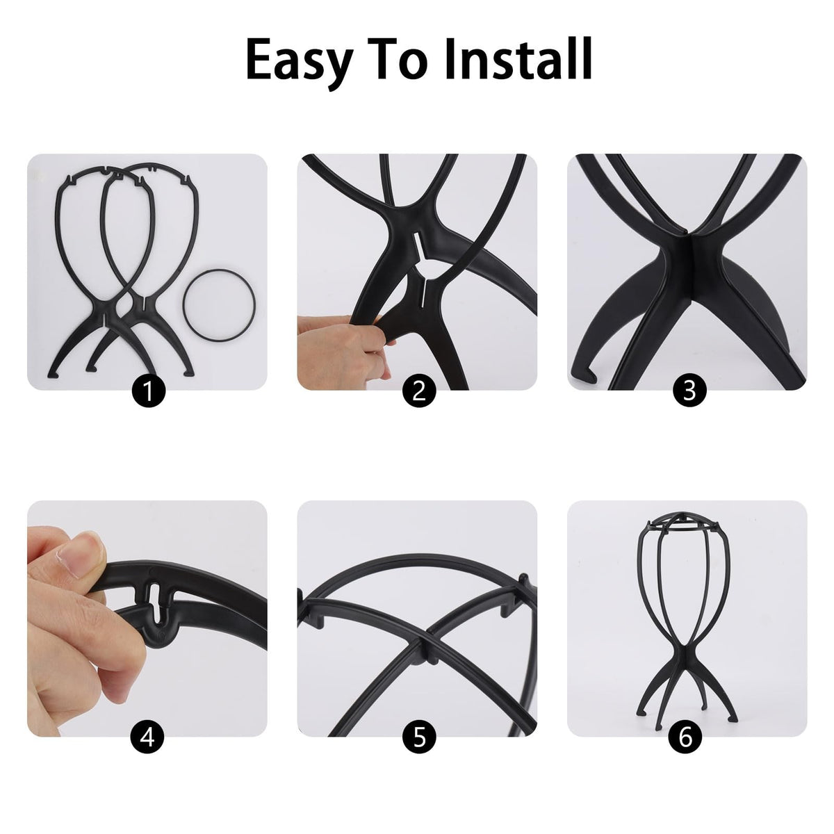 9 Pack Portable Wig Stands Collapsible Hair Wig Holders for Travel & Salon