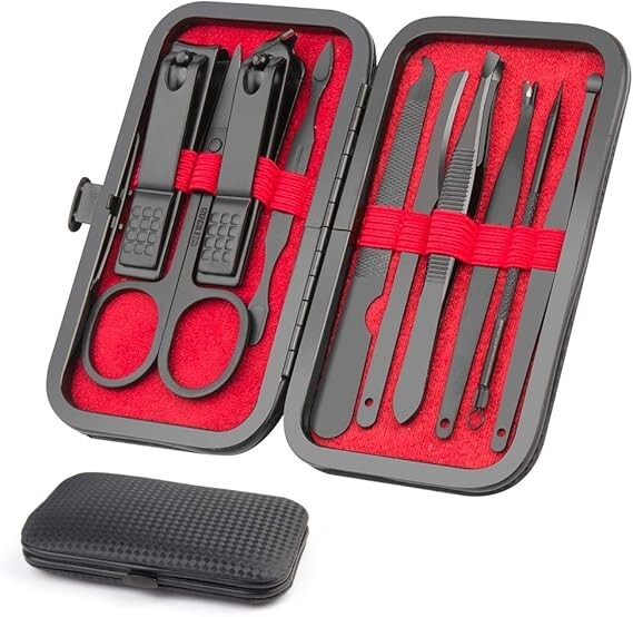 10PCS Manicure Nail & Grooming Kit with Clippers Scissors & Tools
