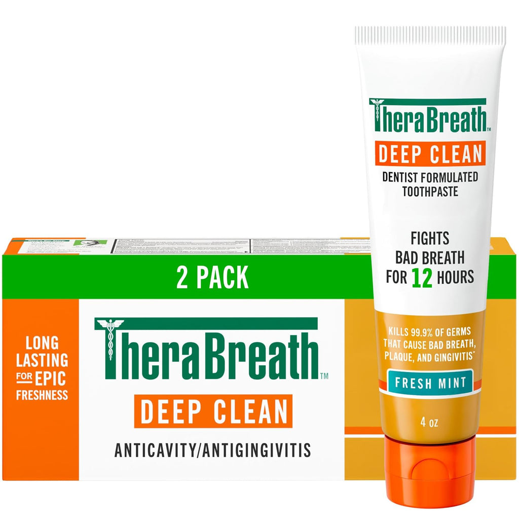 Deep Clean Toothpaste with Fluoride for Germs, Plaque & Gingivitis - Fresh Mint 4 Oz 2-Pack