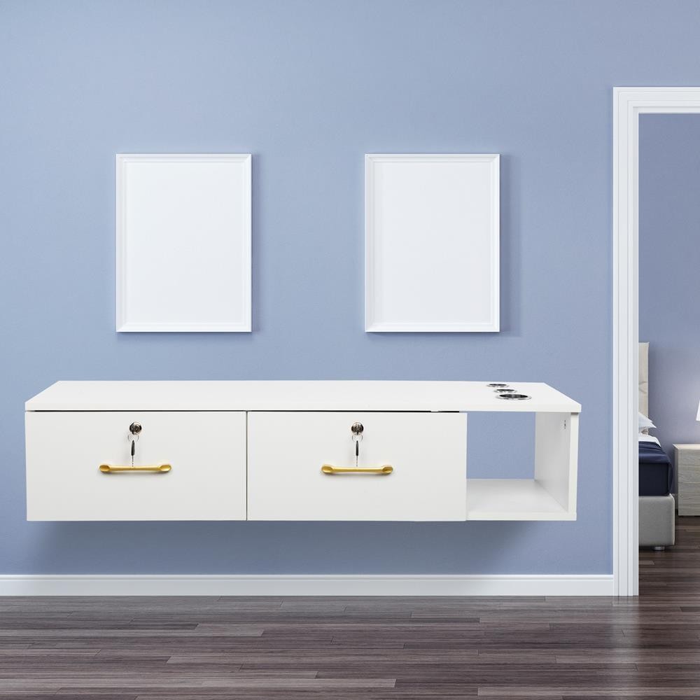 Wall Mount Hair Styling Station with Locking Drawers Salon Cabinet Organizer
