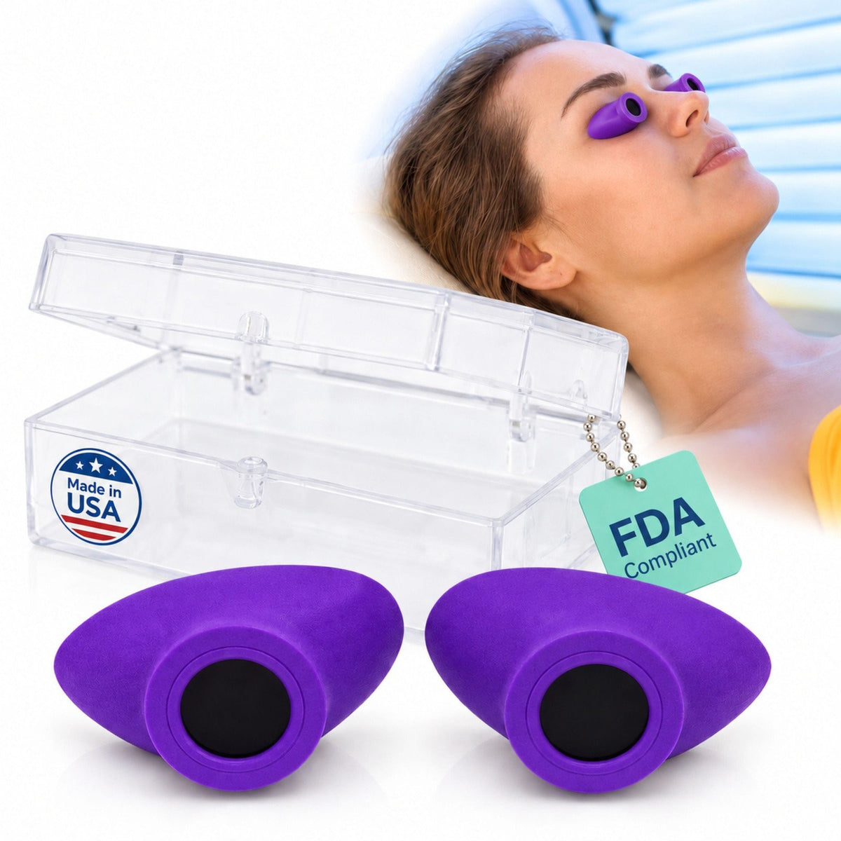 UV Protect Tanning Bed Goggles - Slim Flex Eyeshields for Indoor & Outdoor Use