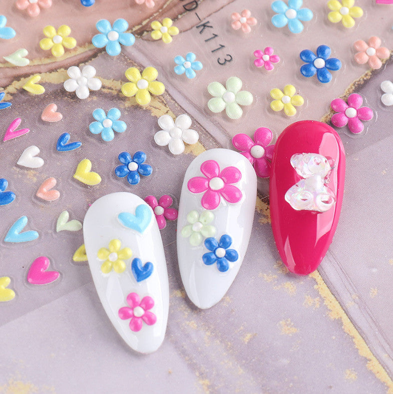 Nail Art Daisy Flower Sticker Decals Self-Adhesive for Natural & Artificial Nails