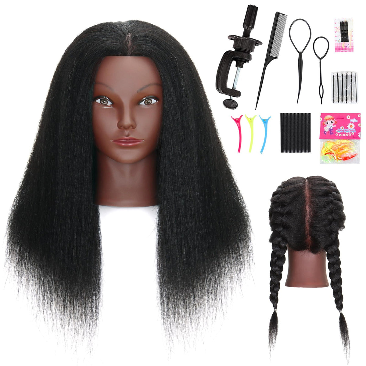 16 Inch Human Hair Mannequin Head for Cosmetology & Hair Styling Training