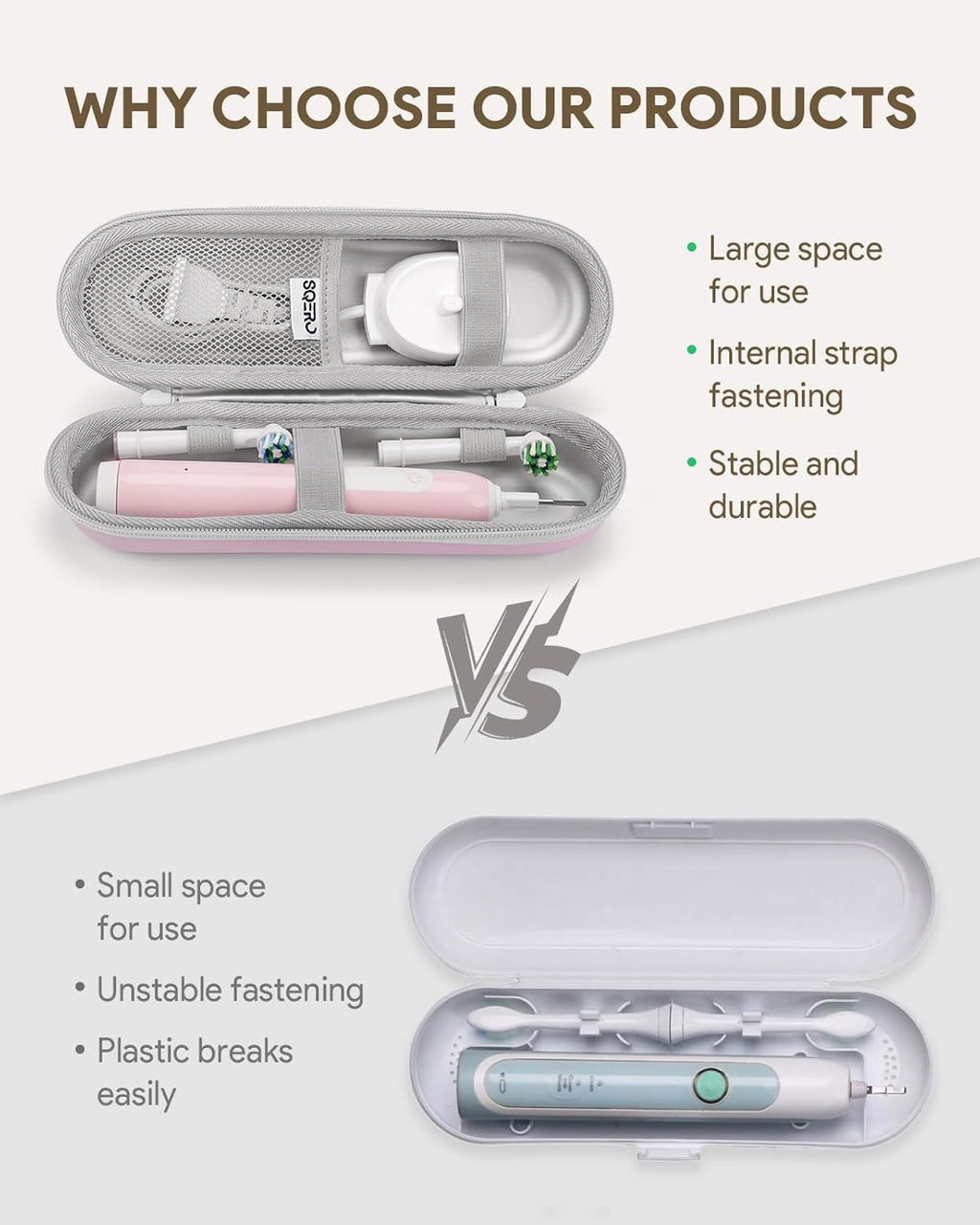 Electric Toothbrush Travel Case for Oral-B & Philips Sonicare - Protective & Compact