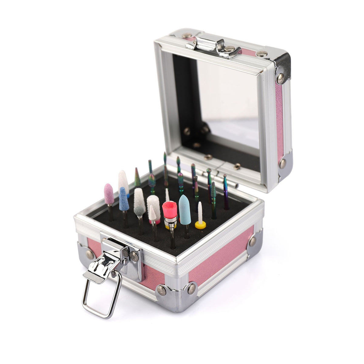 25Pcs Nail Drill Bit Set with Storage Box - Ceramic, Diamond, Carbide for Manicure & Pedicure