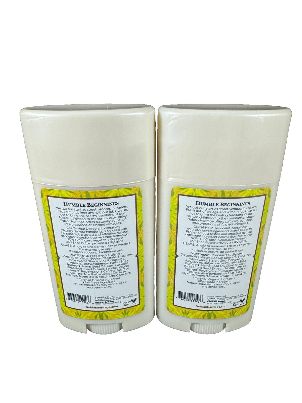 Aluminum-Free Indian Hemp Deodorant 2 Pack - Natural & Gentle
