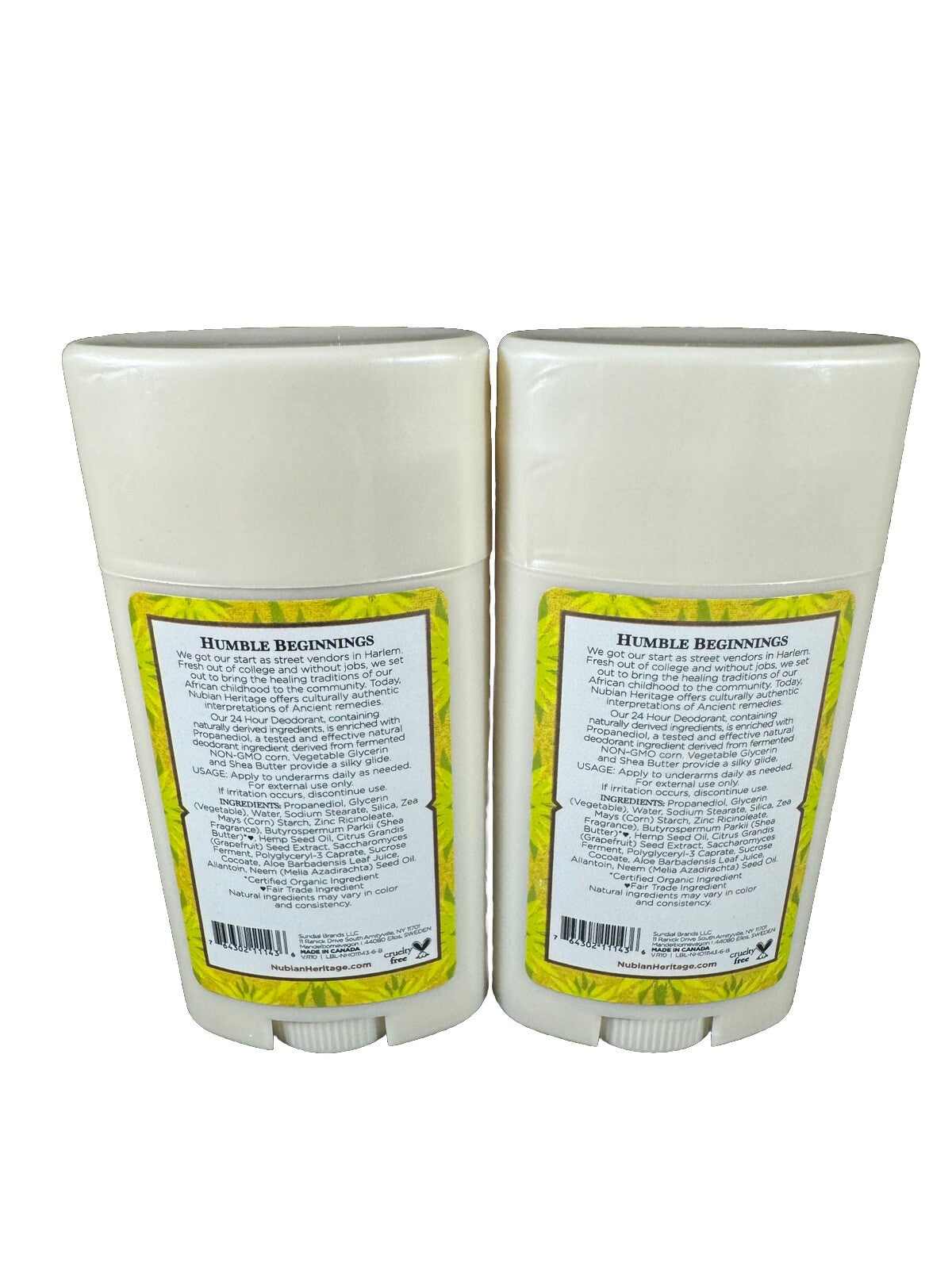 Aluminum-Free Indian Hemp Deodorant 2 Pack - Natural & Gentle