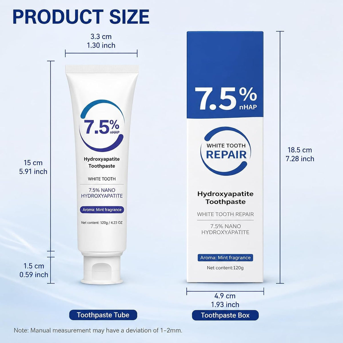 Fluoride-Free Mint Toothpaste for Enamel Repair - Nano Hydroxyapatite, Family Pack