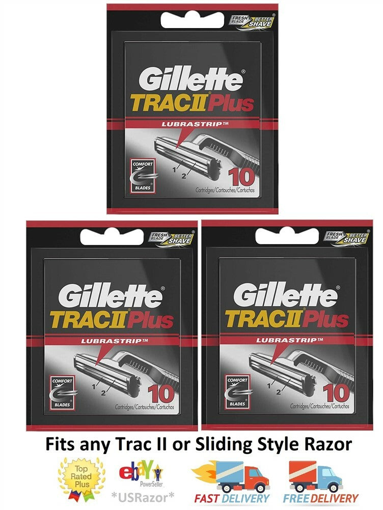 30 Gillette Trac II Plus Razor Blade Refills - Compatible with Trac II & More