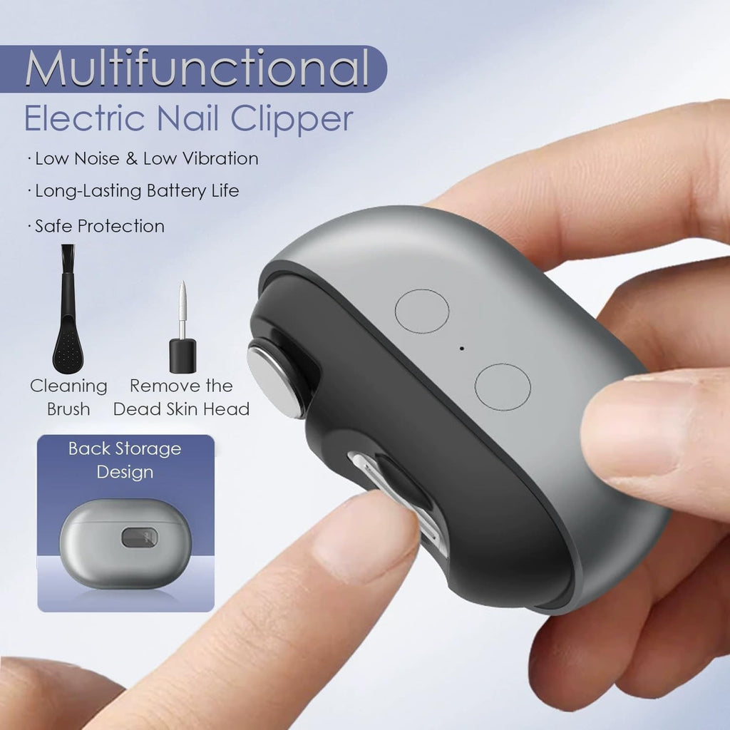 Electric Nail Clipper for Thick Nails - 3-in-1 Trimmer with LED Light, Safe & Rechargeable