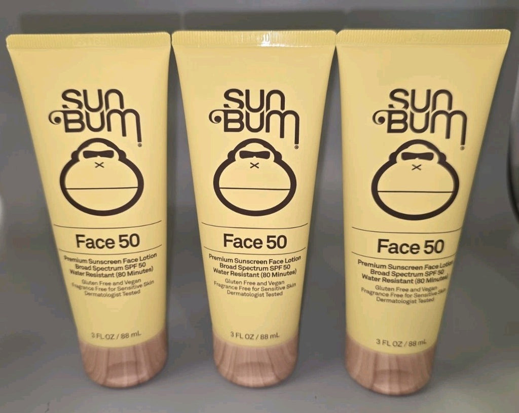 Sun Bum SPF 50 Broad Spectrum Sunscreen Face Lotion - 3 Oz, Lot of 3