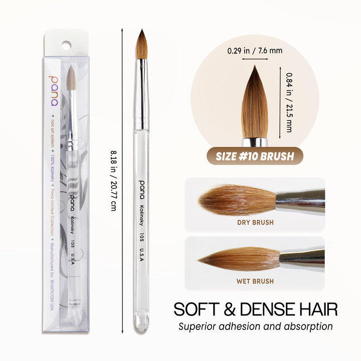 Professional Nail Art Brush - Kolinsky Hair Oval Acrylic Nail Brush Size 10