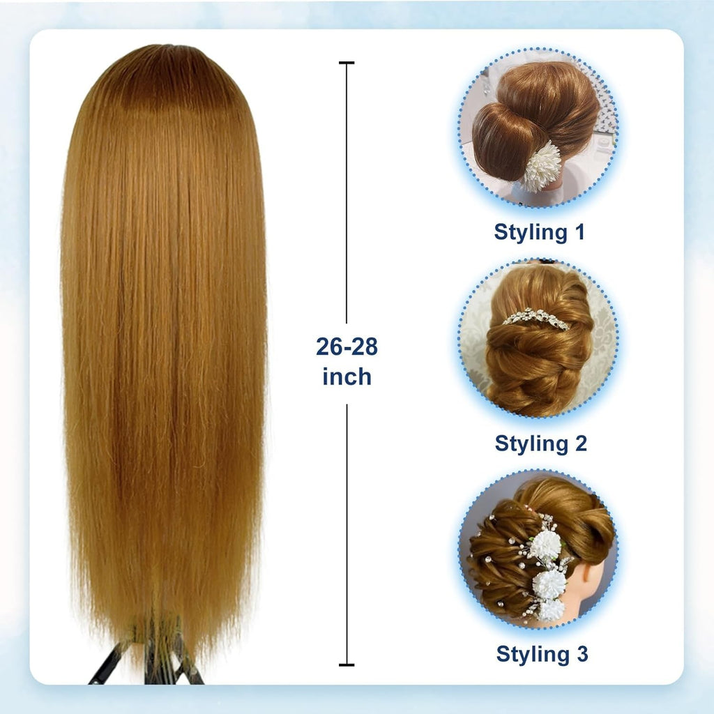 Mannequin Head for Hair Styling Practice Human Hair 26-28 Inches