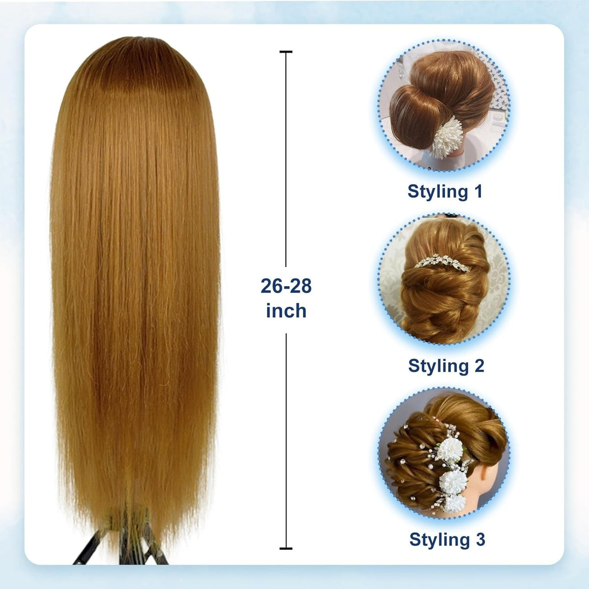 Mannequin Head for Hair Styling Practice Human Hair 26-28 Inches