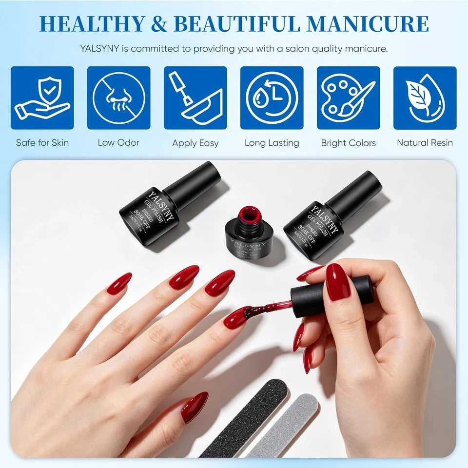 42-Piece Gel Nail Polish Kit with 36 Colors, Base & Top Coats for DIY Manicure