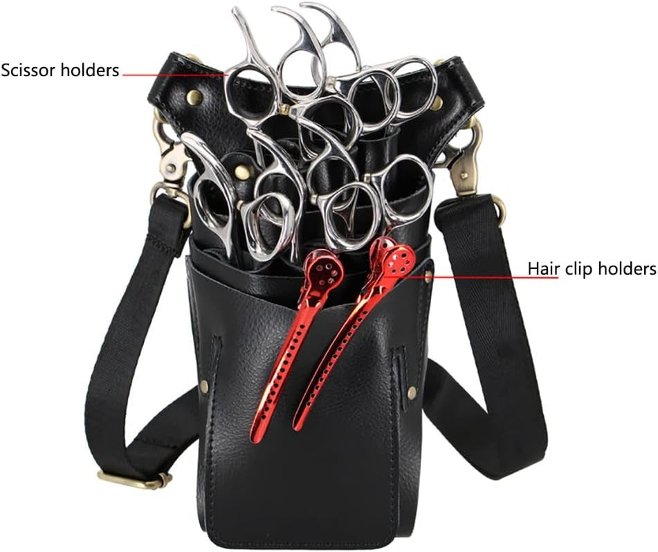Leather Hairdresser Scissor Pouch Belt for Salon Barber Shears Organizer