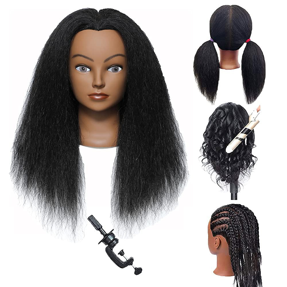Mannequin Head with Real Human Hair for Hairdressing Practice and Styling