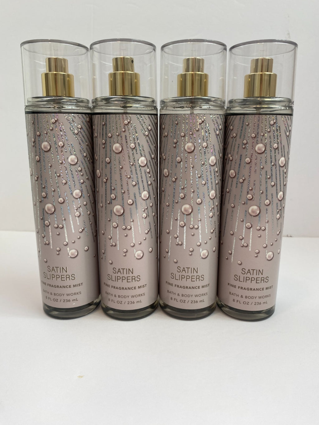 Set of 4 Satin Slippers & Fragrance Mist 8oz - White Rose & Jasmine