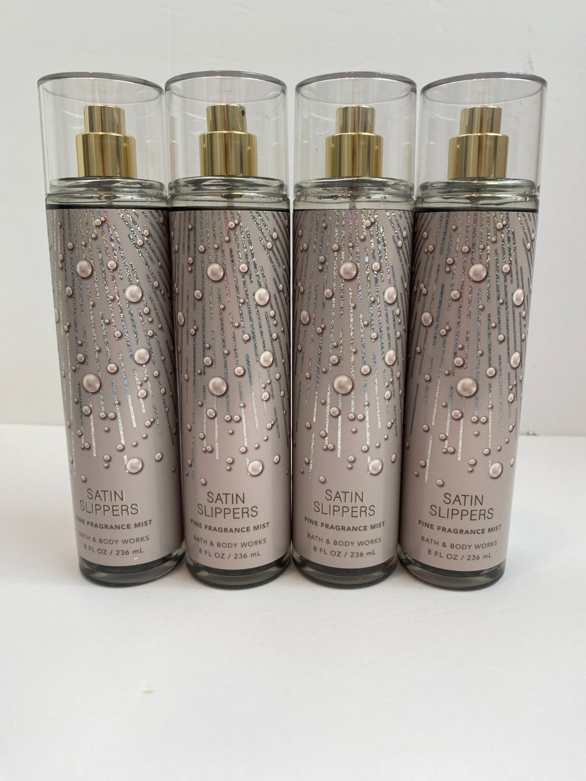 Set of 4 Satin Slippers & Fragrance Mist 8oz - White Rose & Jasmine