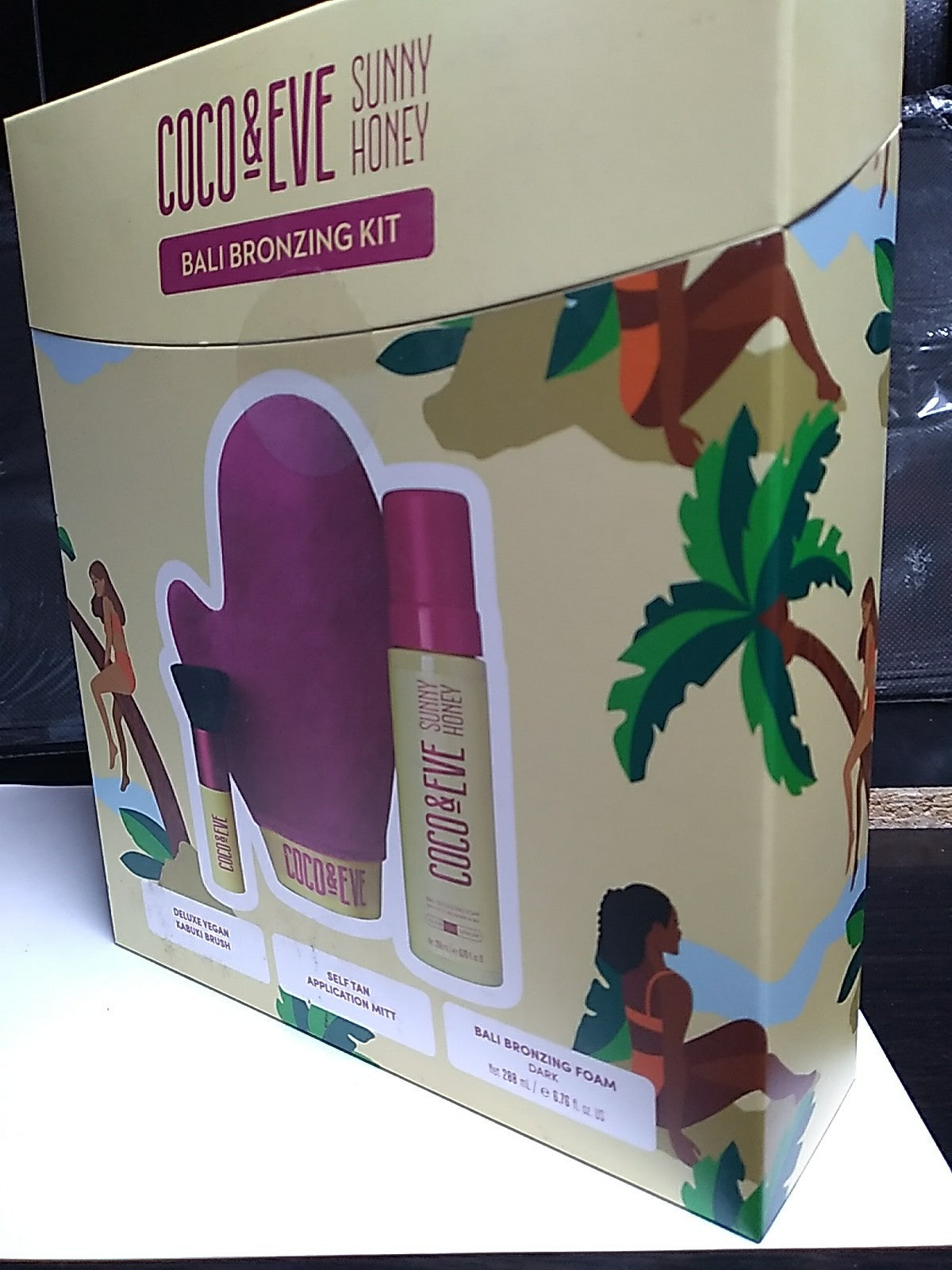 Sunless Tanning Kit with Dark Foam, Brush & Mitt - Vegan Bali Bronzing Set