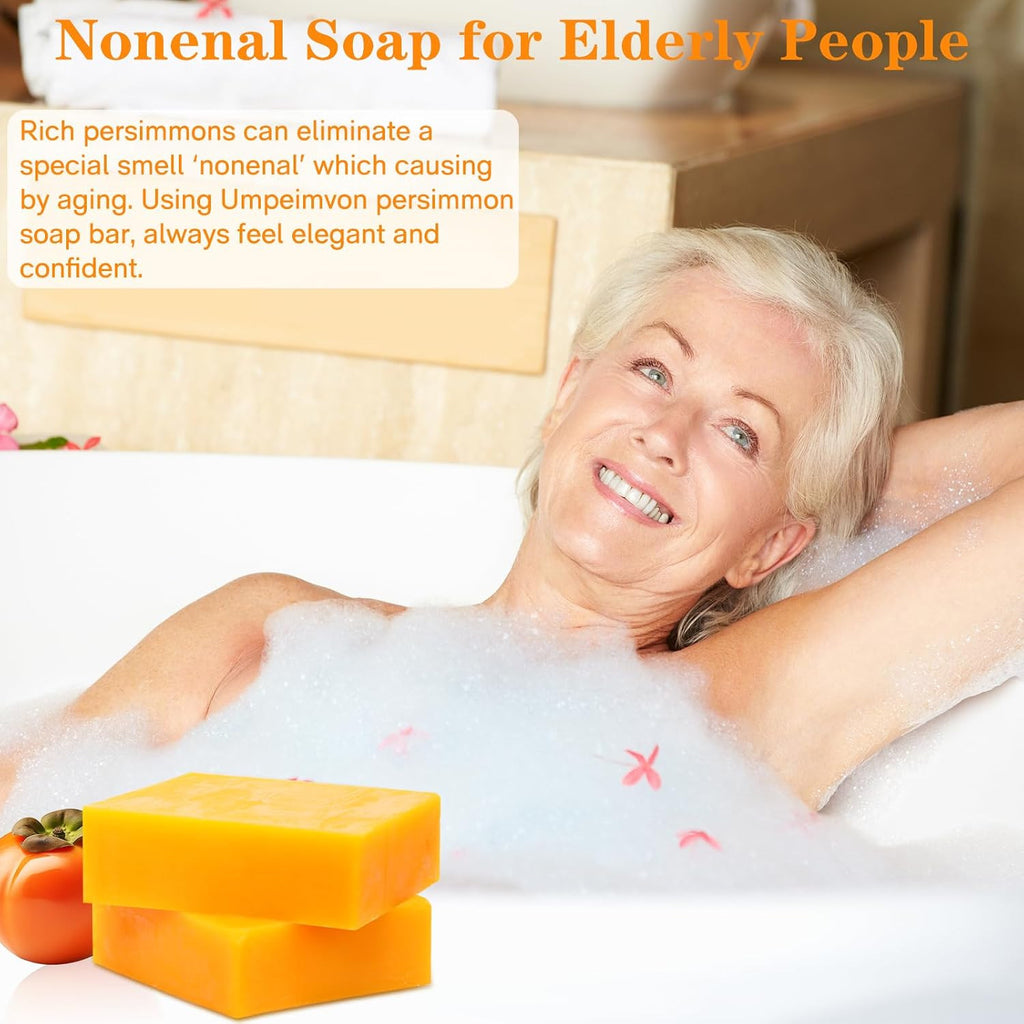 Persimmon Soap Bar for Body Odor Removal - 5 Pack Natural Deodorant
