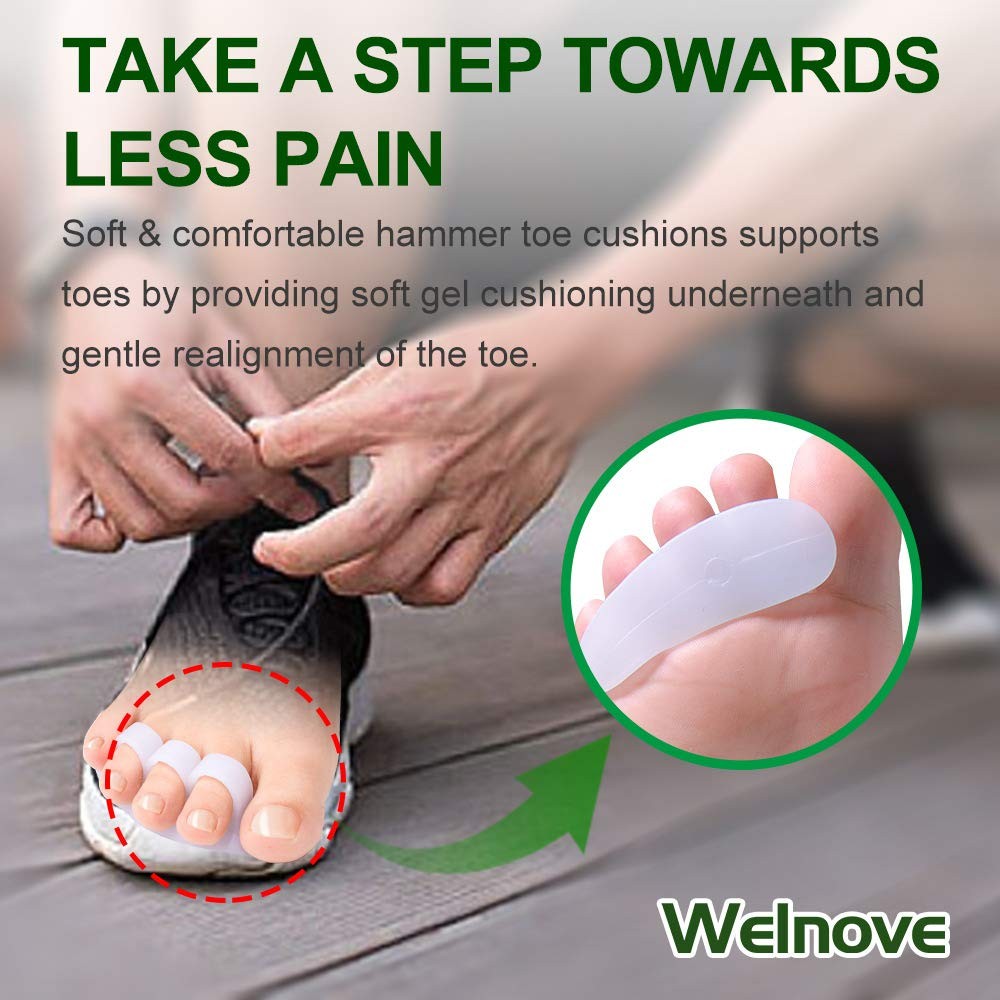Gel Toe Support Pads 4 Pack - Hammer Toe Correctors & Cushion Relief