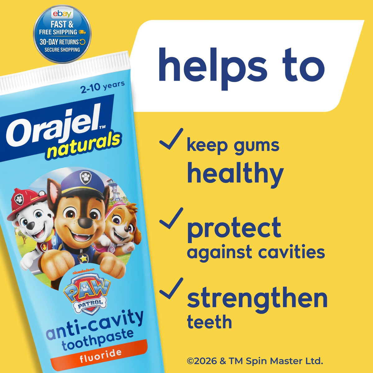 Kids Paw Patrol Fluoride Toothpaste - Anti-Cavity, Natural Fruity Bubble Flavor, 4.2 Ounce