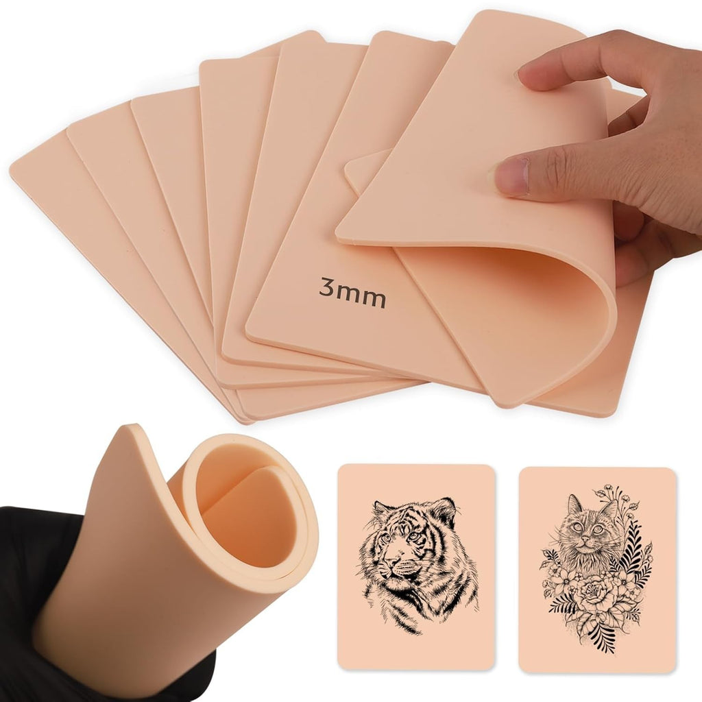 5 Pcs Pink 3mm Synthetic Leather Tattoo Practice Skin Double-Sided