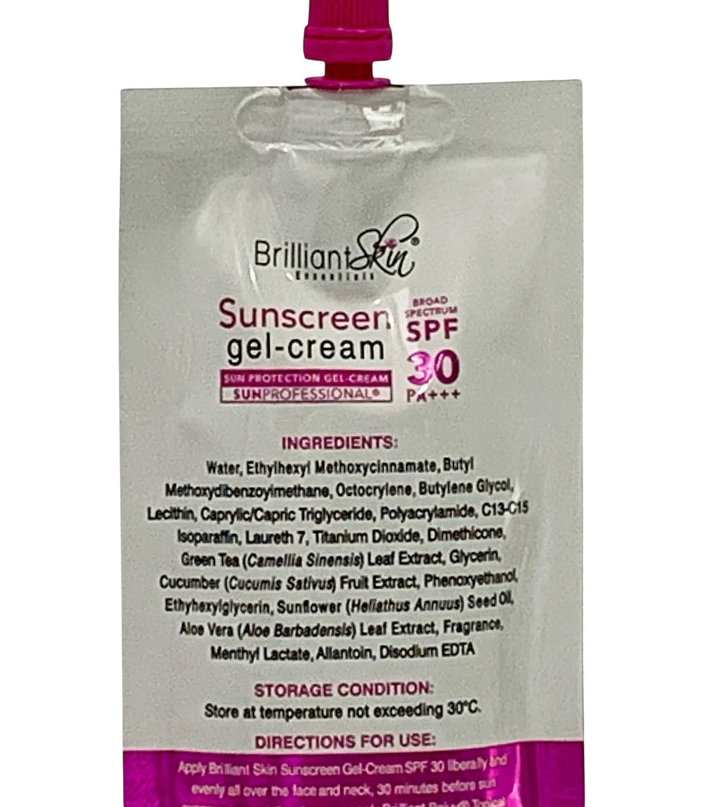 SPF30 Sunscreen Gel-Cream Set - Broad Spectrum Hydrating Face Sunblock, Sachet Pack of 2