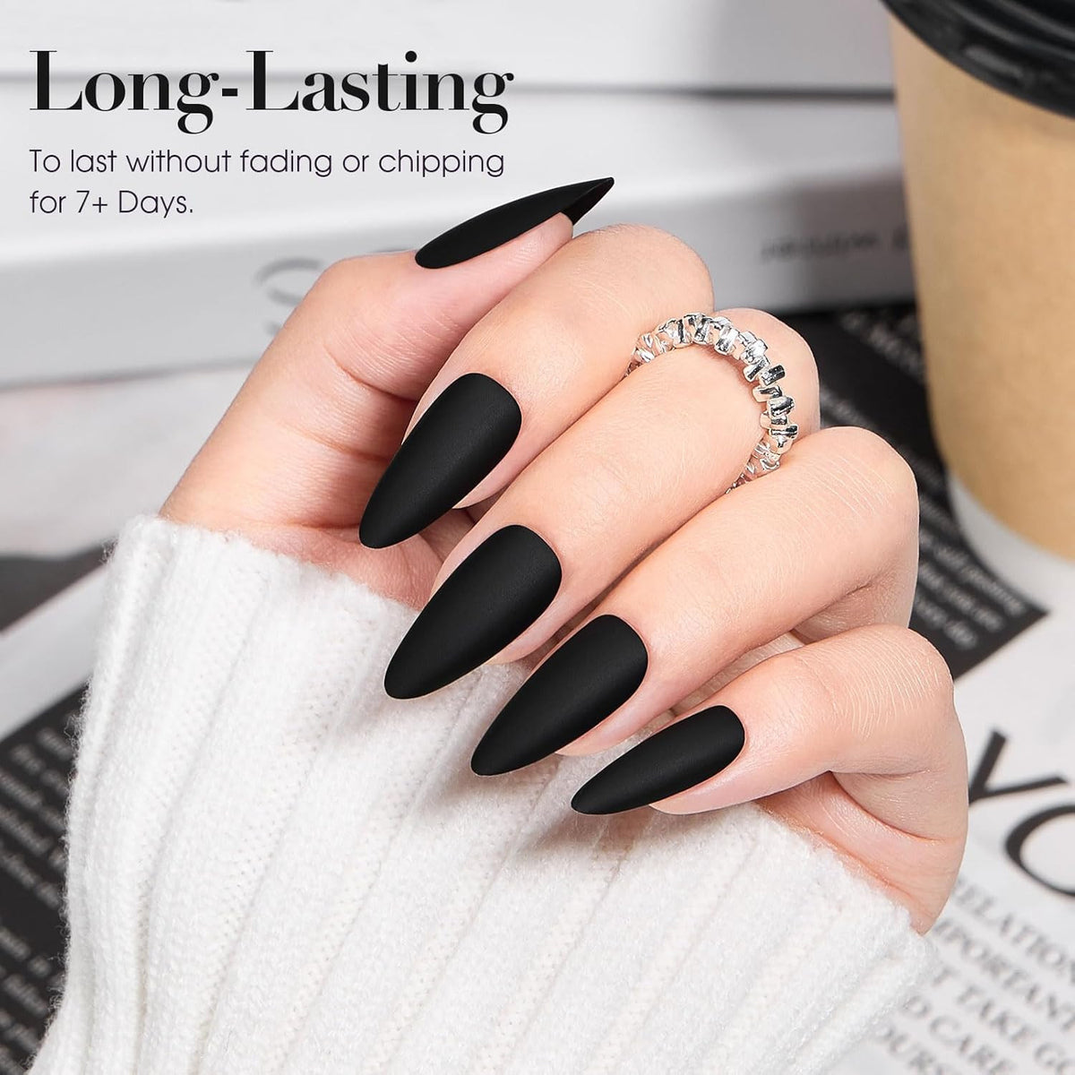 Matte Black Air Dry Nail Polish - Quick Dry Velvet Dark Lacquer